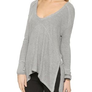FREE PEOPLE Grey Thermal Cozy Oversized sweater